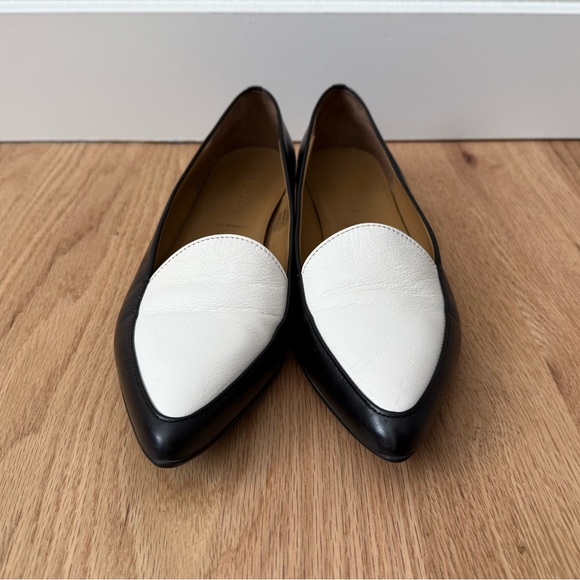 Everlane Shoes - Everlane Leather The Modern Point Loafers Flats Black White Size 9